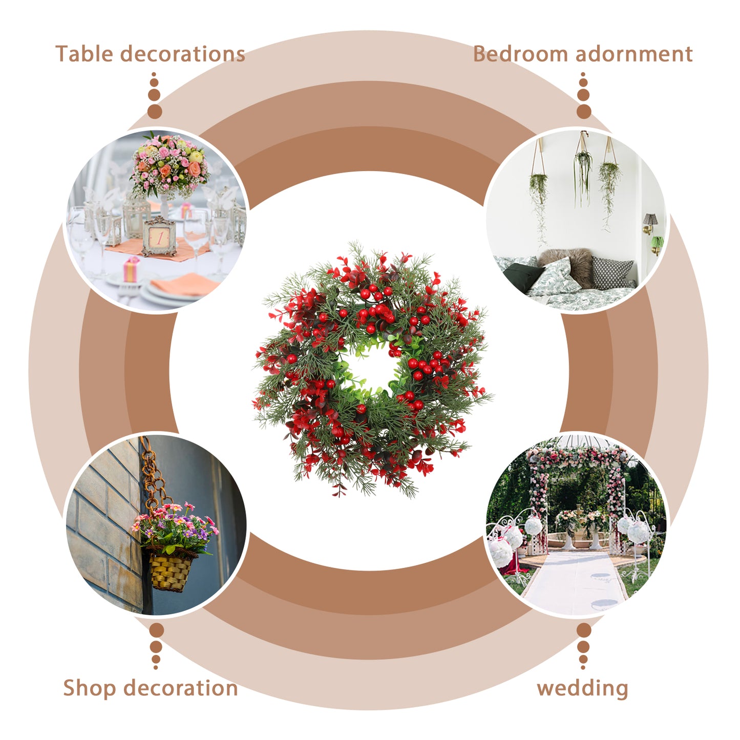 1pcs Winter Berry Wreath Christmas Tree Wreath Christmas Artificial Wreath Artificial Christmas Wreaths Xmas Porch Wreath